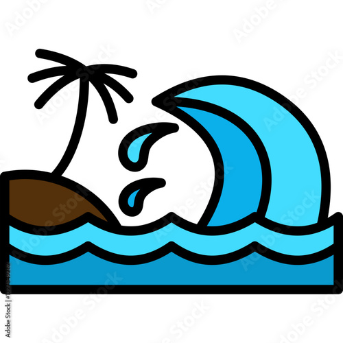 Tsunami lineal color icon