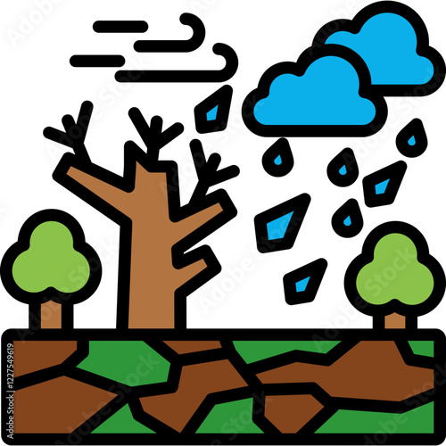 Heavy Rain lineal color icon
