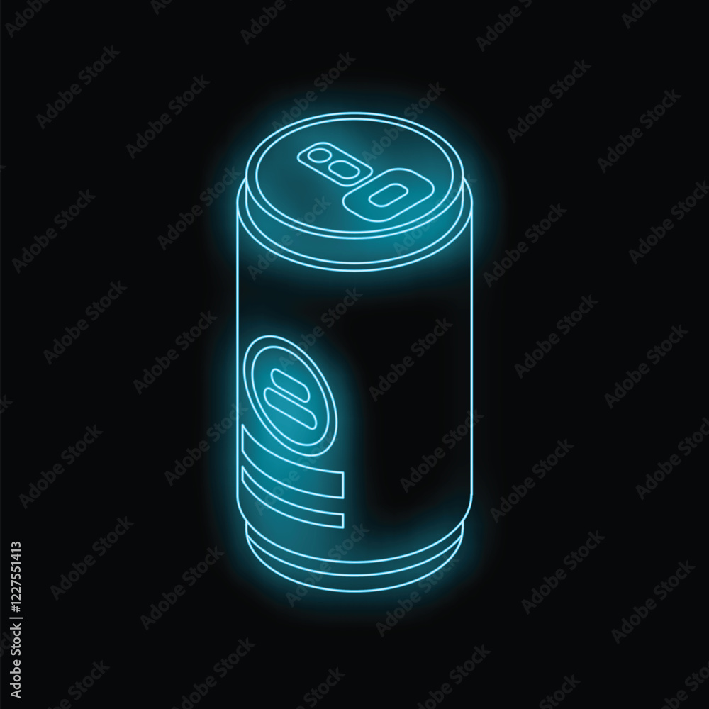 Blue neon aluminum can glowing in the dark Blue neon aluminum can glowing in the dark