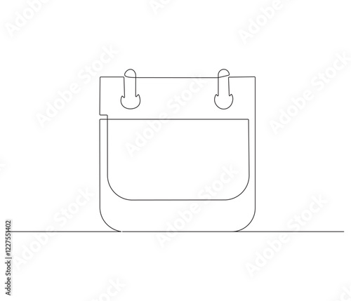Loose-leaf calendar. One continuous line drawing of calendar. Symbol of memorable moment and the day H . Editable stroke. Doodle line illustration