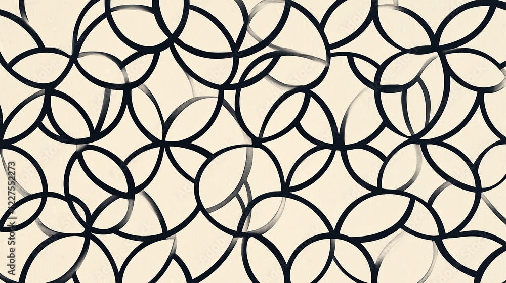 Fototapeta premium Overlapping circular outlines forming interlaced patterns that grow outward