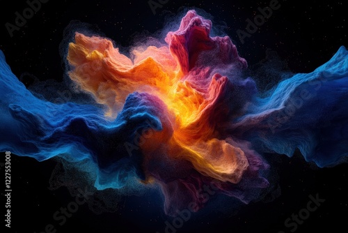 This vibrant abstract image showcases an explosion of color and form, creating a striking visual experience that evokes emotions and reflections on art's impact on perception.