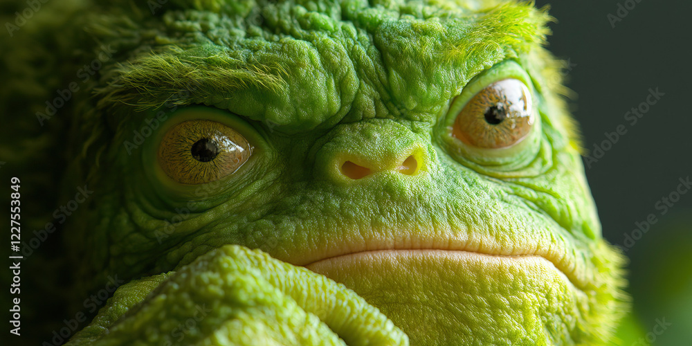 Fototapeta premium Digital Rendering of a Green Creature's Face
