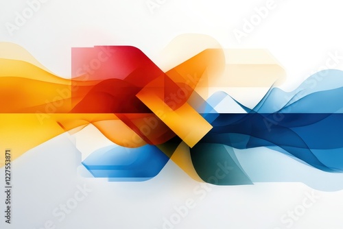 A captivating abstract composition with flowing waves of vibrant red, orange, yellow, and blue hues, elegantly blending to create dynamic visual movement and emotion.