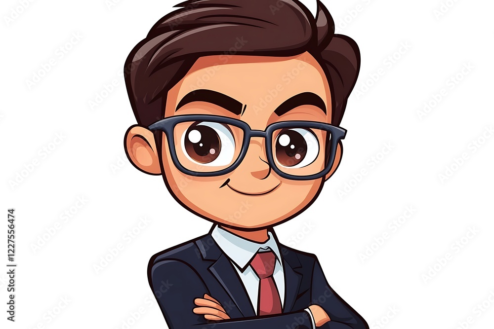 Smiling Cartoon Business Boy Illustration Smiling Cartoon Business Boy Illustration