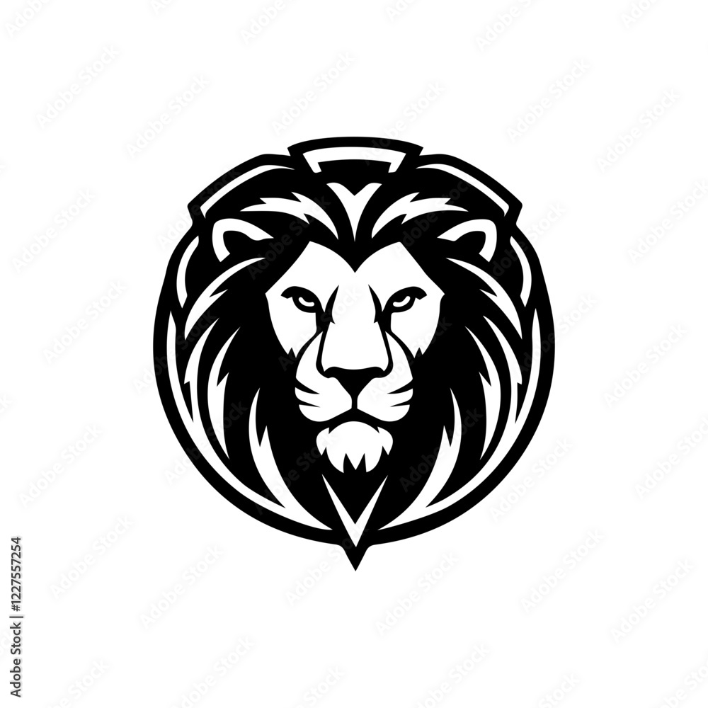 Lion head logo black and white vector end station and brand design Lion head logo black and white vector end station and brand design