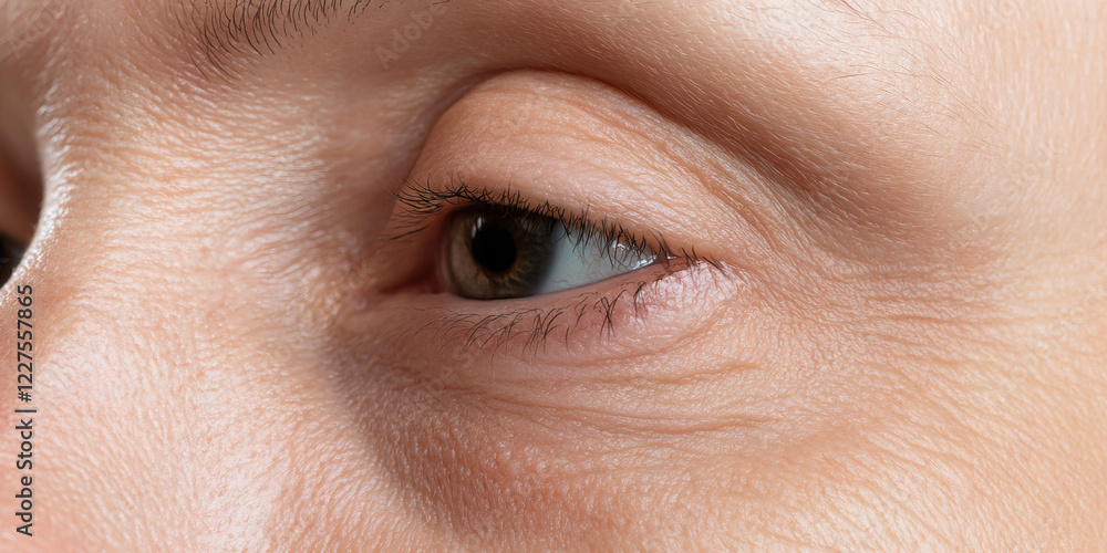 Fototapeta premium Close-up Photograph of Human Eye and Periorbital Skin Texture