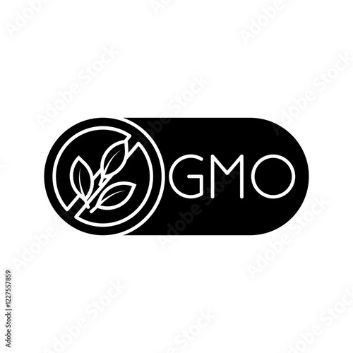 GMO free icon. Non GMO label. No added or artificial chemicals illustration, logo, symbol, sign, stamp, tag, emblem, mark or seal for product packaging isolated.