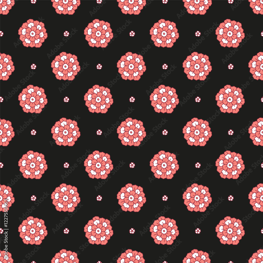 Seamless pattern with ditsy florals on black background. Rustic tiny flowers repeat wallpaper. Seamless pattern with ditsy florals on black background. Rustic tiny flowers repeat wallpaper.