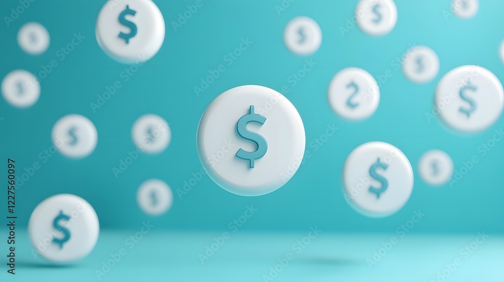 Floating Dollar Sign Symbols in Financial Discount Model Floating Dollar Sign Symbols in Financial Discount Model