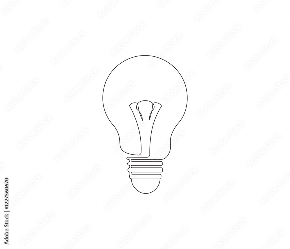 Light bulb in One continuous line drawing. Symbol of idea for business or schedule. Light bulb in simple linear style. Editable stroke. Doodle line illustration Light bulb in One continuous line drawing. Symbol of idea for business or schedule. Light bulb in simple linear style. Editable stroke. Doodle line illustration