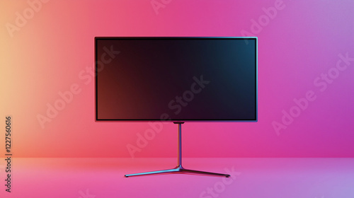 Blank television screen on colorful gradient background