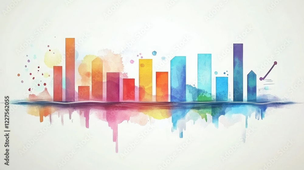 Obraz premium Market analysis flat design side view financial report theme water color complementary color scheme.