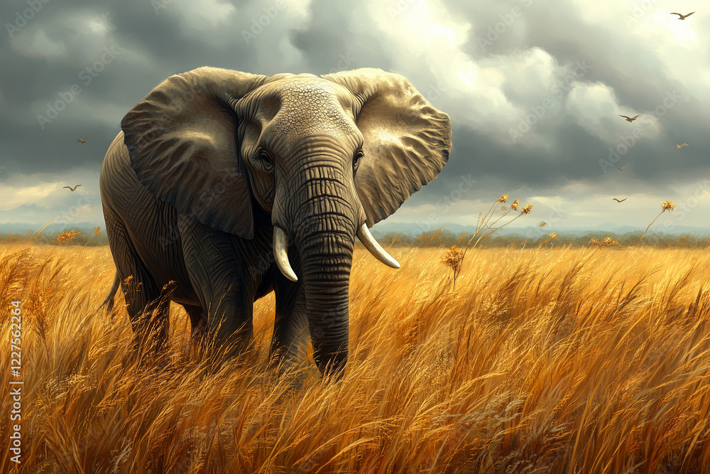 Naklejka premium Elephant in a Safari