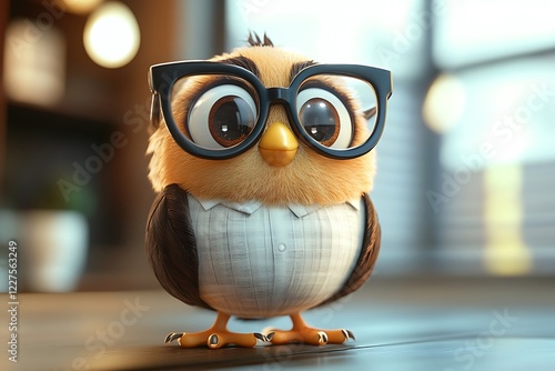 Smiling Young Business Owl CG Artwork