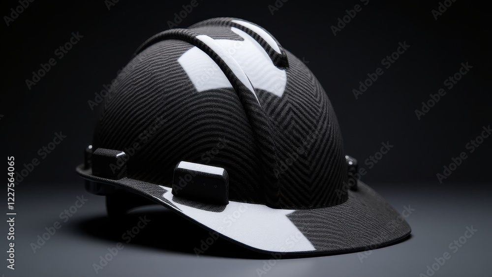 Fototapeta premium A sleek carbon fiber hard hat with a modern, durable design, perfect for industrial safety.