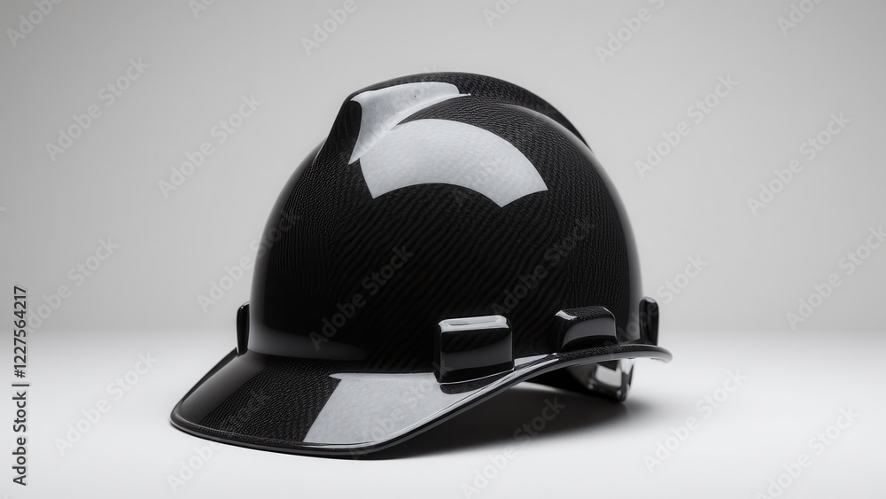 Fototapeta premium A professional carbon fiber hard hat with a glossy finish and impact-resistant material.