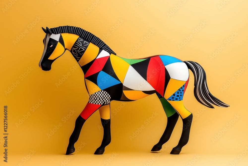 Vibrant Artistic Stained Glass Horse Mosaic Wall Decoration Vibrant Artistic Stained Glass Horse Mosaic Wall Decoration