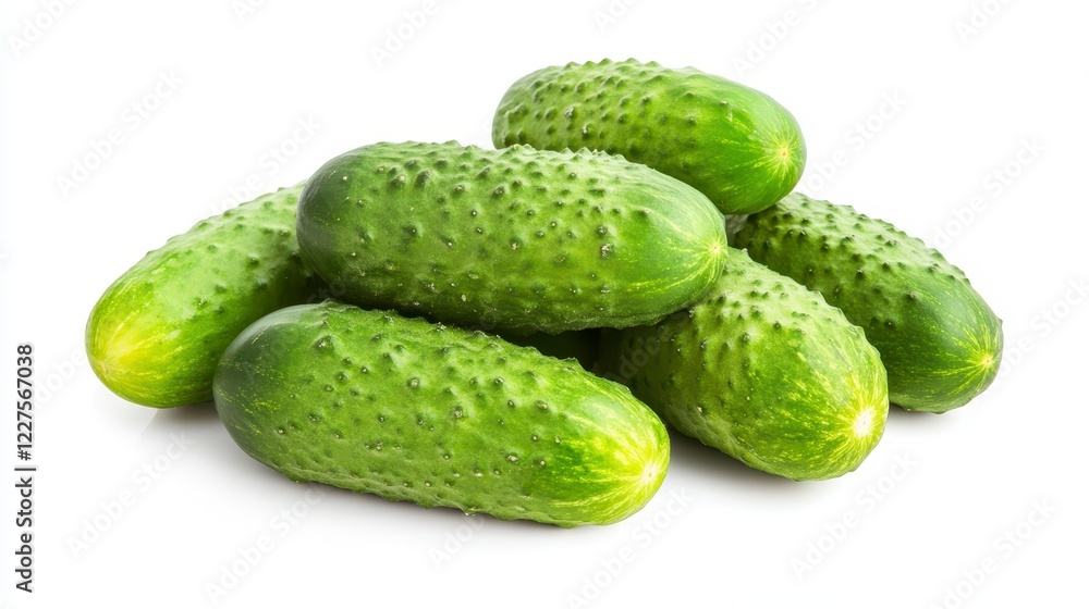 Fresh Organic Cucumbers Piled Together on a White Background Fresh Organic Cucumbers Piled Together on a White Background