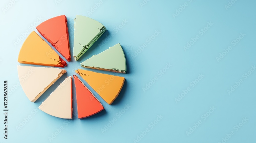 Fototapeta premium Colorful Pie Chart Segments on Blue Background for Business Concepts