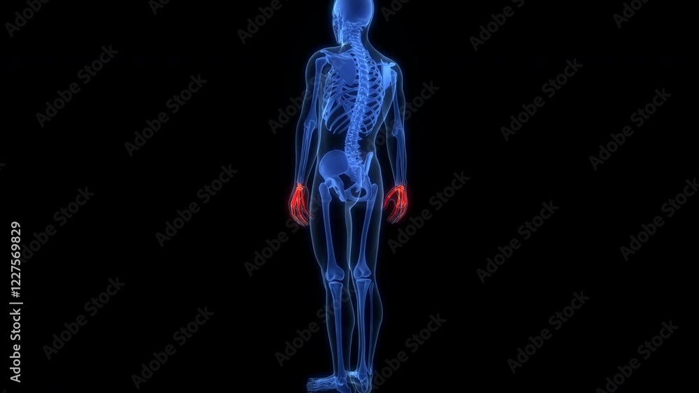 Human Skeleton System Palm Hand Bone Joints Anatomy Animation Concept Human Skeleton System Palm Hand Bone Joints Anatomy Animation Concept