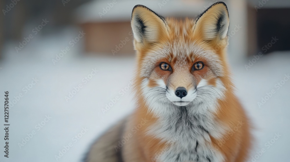 Obraz premium Majestic Red Fox in Snowy Landscape with Soft Focus Background Capturing the Beauty of Wildlife in Winter