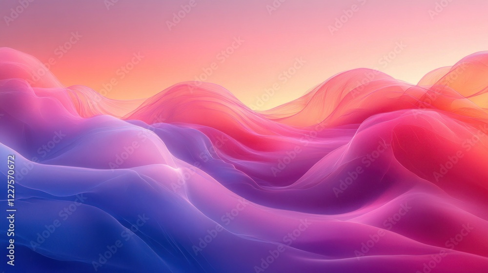 Fototapeta premium Abstract sunset landscape, flowing fabric, design element