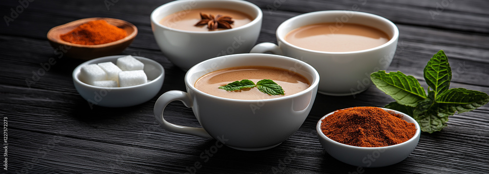 hot tea mixture of spices in cup hot tea mixture of spices in cup