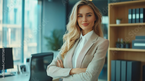 Cheerful European Businesswoman Smiling at Her Modern Office Desk Free Download Cheerful European Businesswoman Smiling at Her Modern Office Desk - GFXLoad