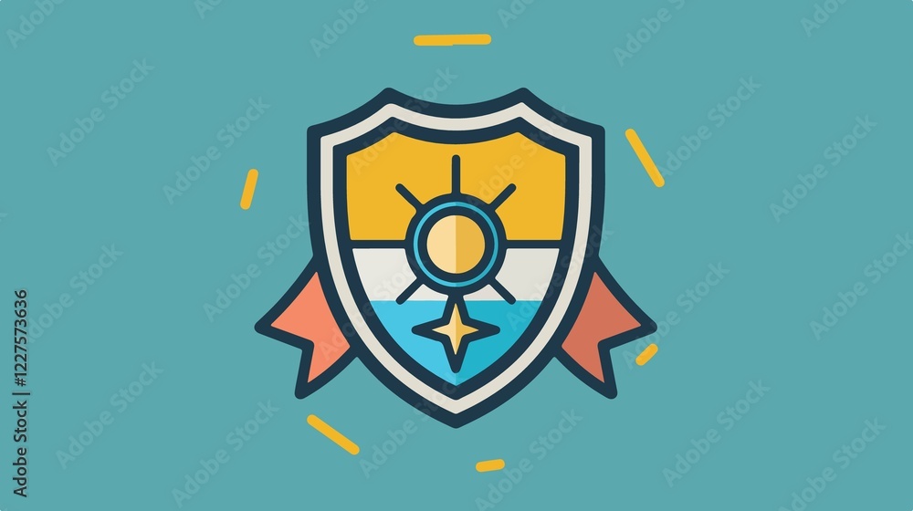 Cricket League Shield Flat Vector Illustration Cricket League Shield Flat Vector Illustration