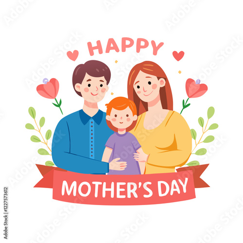 happy mothers day with family icon