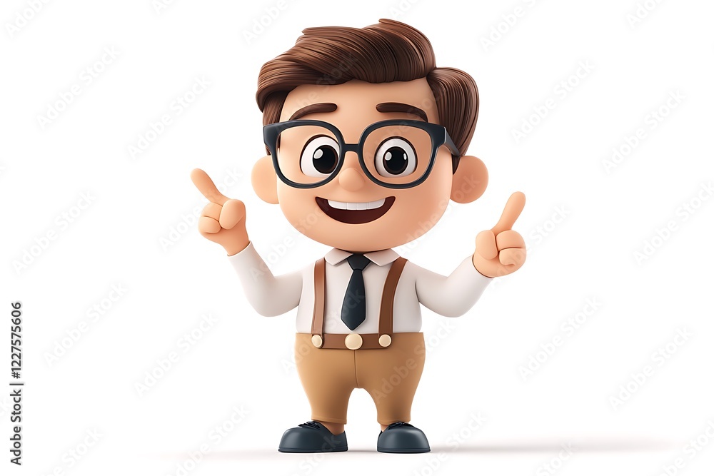 3D Boyish Business Character Pointing Up Ideas 3D Boyish Business Character Pointing Up Ideas