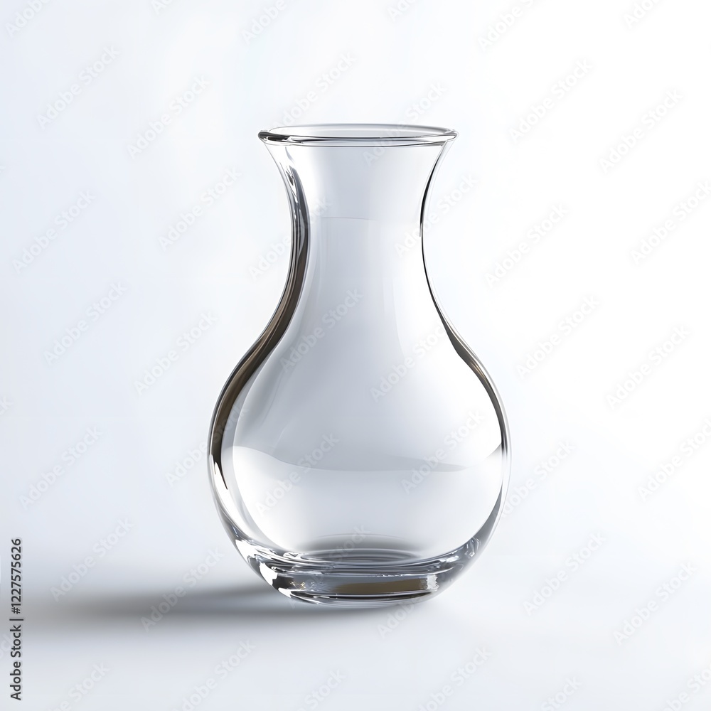 Glass vase with curved top isolated on a white background for decorative purposes Glass vase with curved top isolated on a white background for decorative purposes