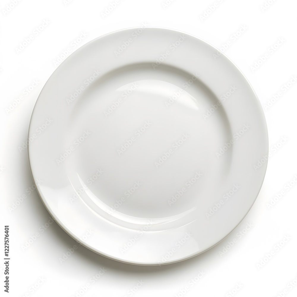 Porcelain dinner plate isolated on a clean white background for culinary presentation Porcelain dinner plate isolated on a clean white background for culinary presentation