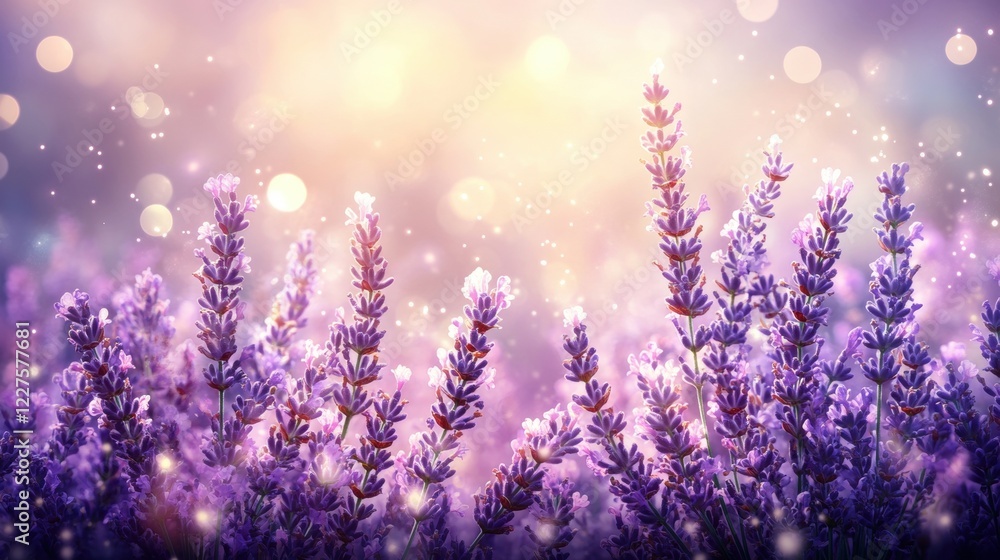 Blooming Lavender Fields with Soft Bokeh Background Beautiful Nature Blooming Lavender Fields with Soft Bokeh Background Beautiful Nature