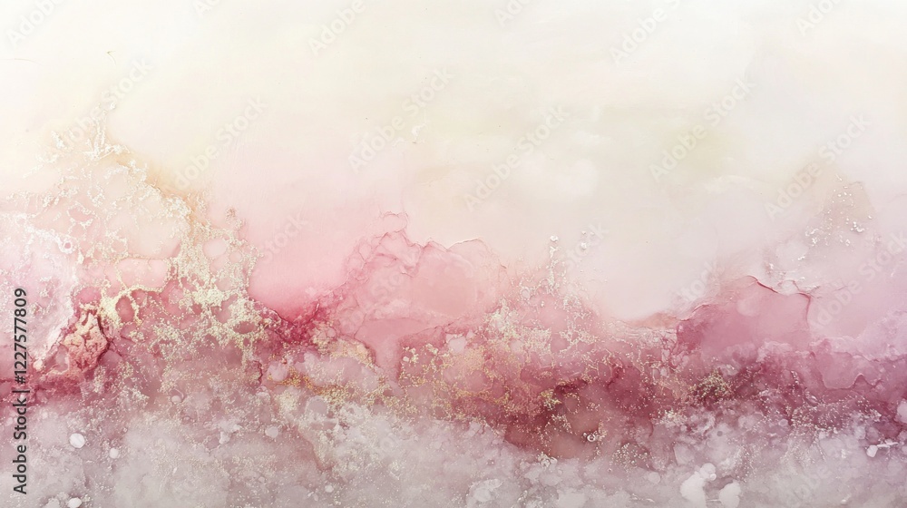 Obraz premium A dreamy ethereal gradient of muted pinks transitioning with touches of gold shimmer
