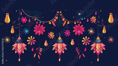 Indian Festival Decorative Garland Vector Illustration