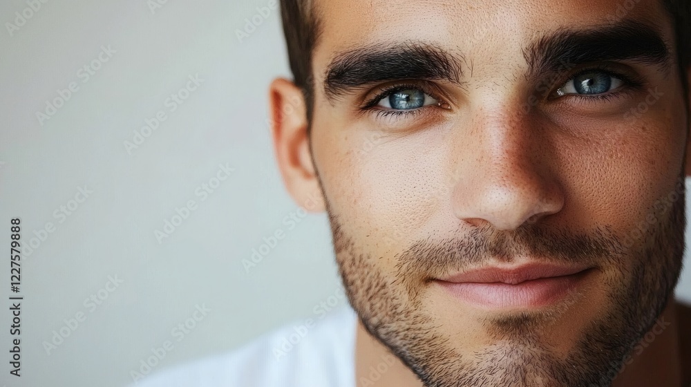Obraz premium Handsome Man with Blue Eyes Close Up Portrait