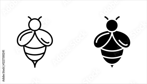Bee icon  set, on white background.