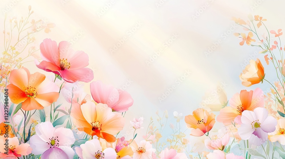 Golden Wildflower Rays, vibrant flowers illuminated by sunlight streaming through clouds, beautifully hand-painted watercolor artwork ideal for summer decor and stationery. Golden Wildflower Rays, vibrant flowers illuminated by sunlight streaming through clouds, beautifully hand-painted watercolor artwork ideal for summer decor and stationery.