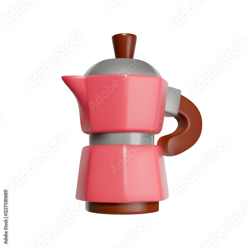 3D Icon Pink Moka Pot Isolated