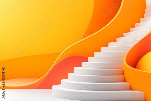 A minimalist depiction of a ladder extending upwards indefinitely, drawn with clean, simple lines photo