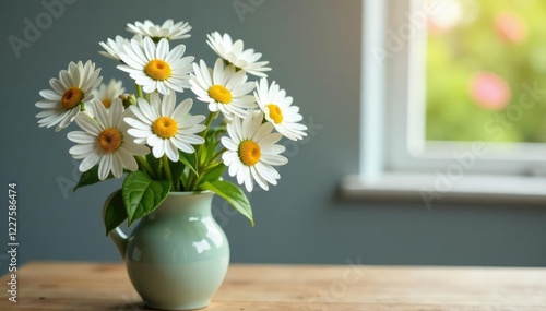 delicate white camomile flowers in a garden vase, flowers, botanical, peaceful