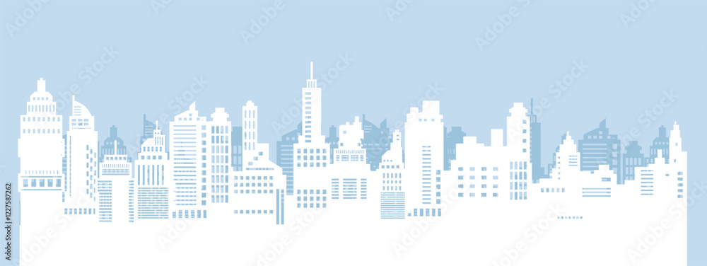 Beautiful cityscape, construction paper art style, vector design Beautiful cityscape, construction paper art style, vector design