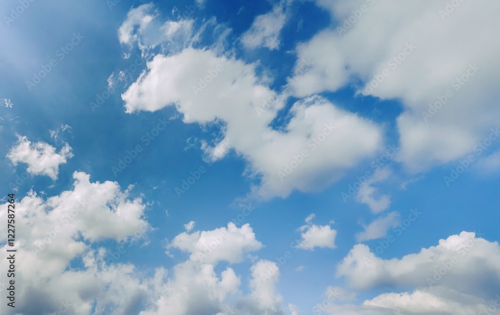 Fototapeta premium Sunny Blue Sky with Dreamy Cloud Textures