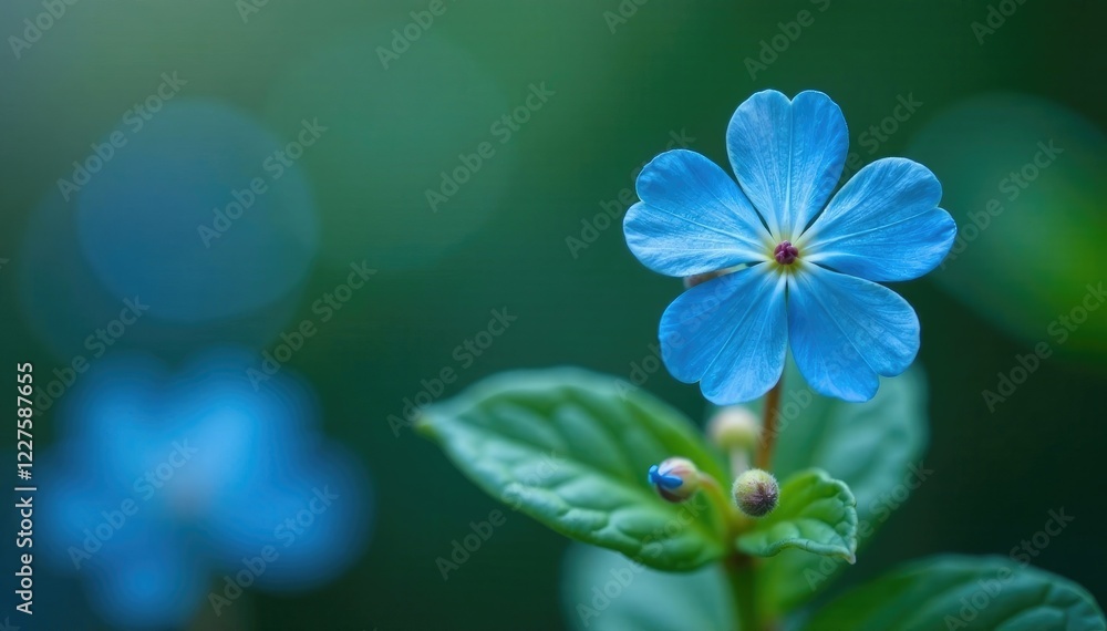 A sprig of blue forget me not foliage with tiny flowers, petal, color A sprig of blue forget me not foliage with tiny flowers, petal, color