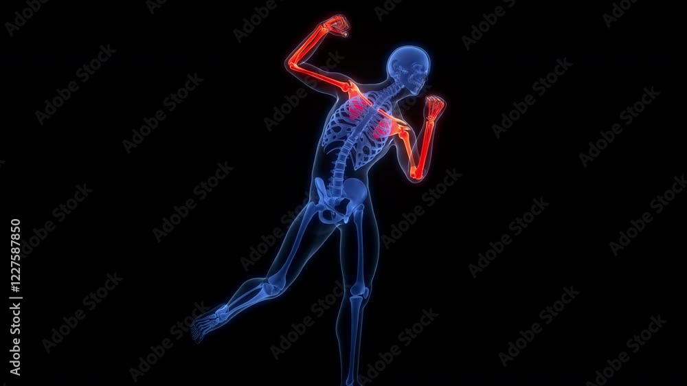 Human Skeleton System Upper Limb Bone Joints Anatomy Animation Concept Human Skeleton System Upper Limb Bone Joints Anatomy Animation Concept