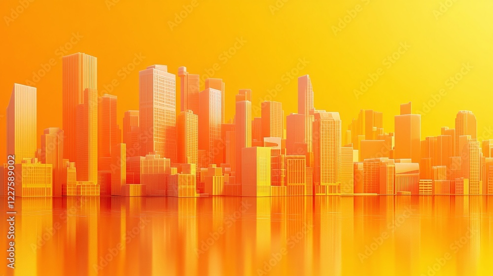 orange 3d render of the city orange 3d render of the city