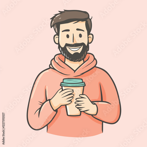 Cartoon man holding A Drink Vector Illustration