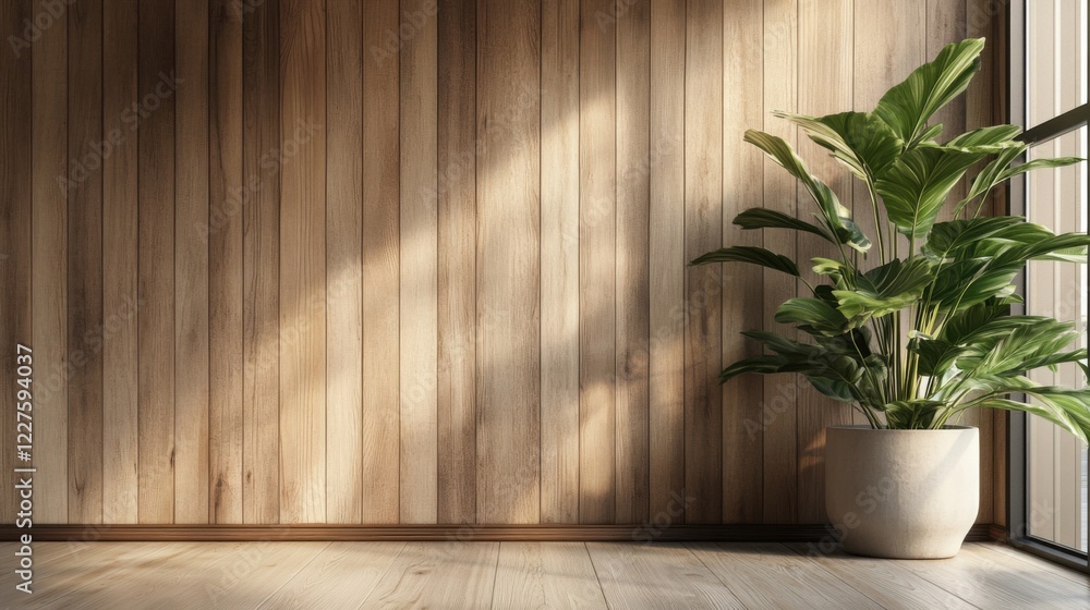 a plant in a pot sitting on a wooden floor a plant in a pot sitting on a wooden floor